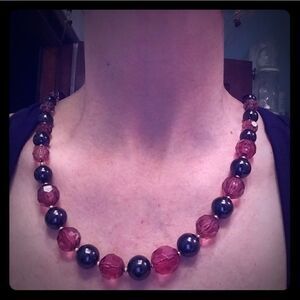 2 for $20 VTG Graduated Fuschia Beaded Necklace